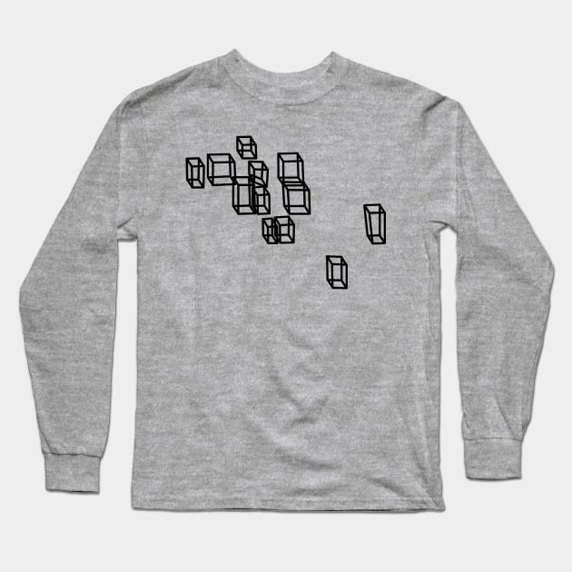 Black Floating Boxes Graphic Long Sleeve T-Shirt by ellenhenryart